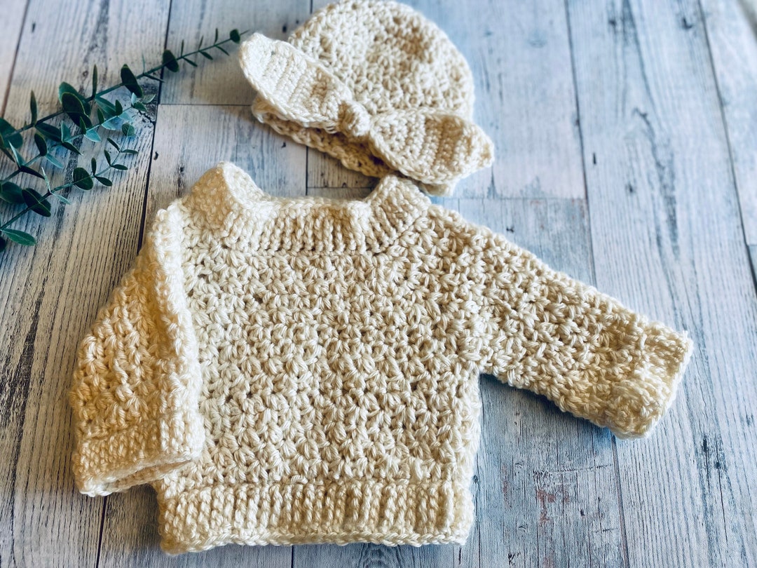 Baby Crochet Boho Sweater Baby Girls Cream Sweater Oversized Etsy