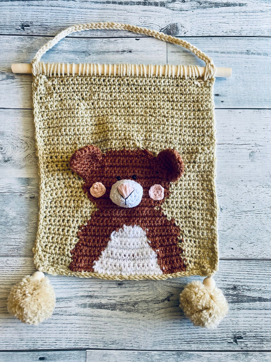 Nursery Bear Wall Hanging Crochet Wall Hanging Safari Etsy