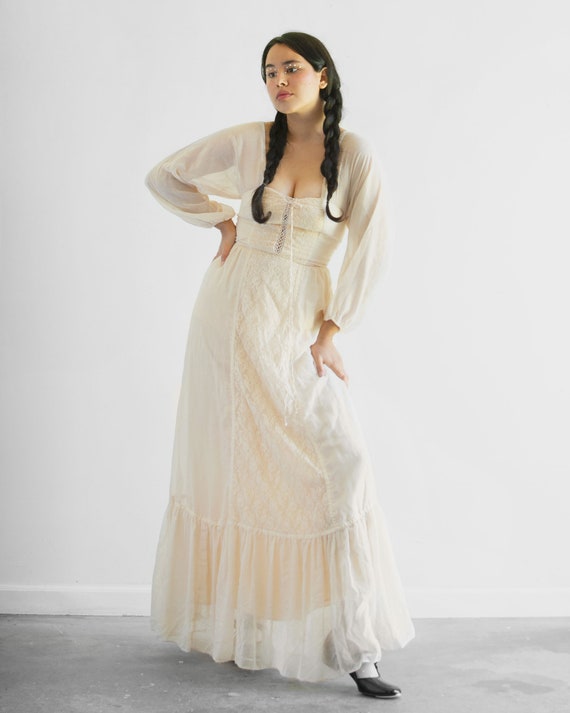 70s Prairie Princess Dress / 25" Waist