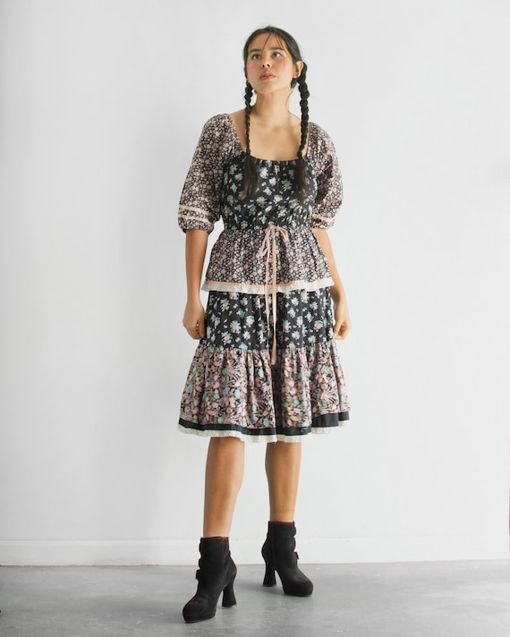 70s Floral Patchwork Dress / One of a Kind