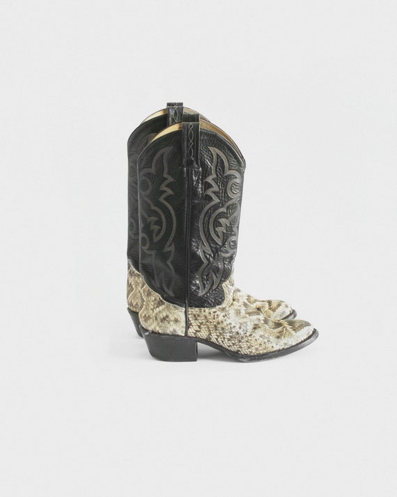 90s Snakeskin Cowboy Boots / Tag Size 6