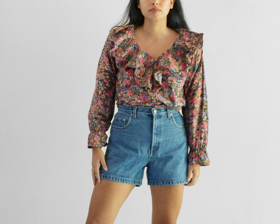 80s Floral Poet Blouse / Tag Size Medium