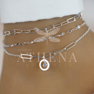 ペーパー クリップ ブレスレット アンクレット シルバー silver 925 ペーパークリップ アンクレット シルバー、調節可能な