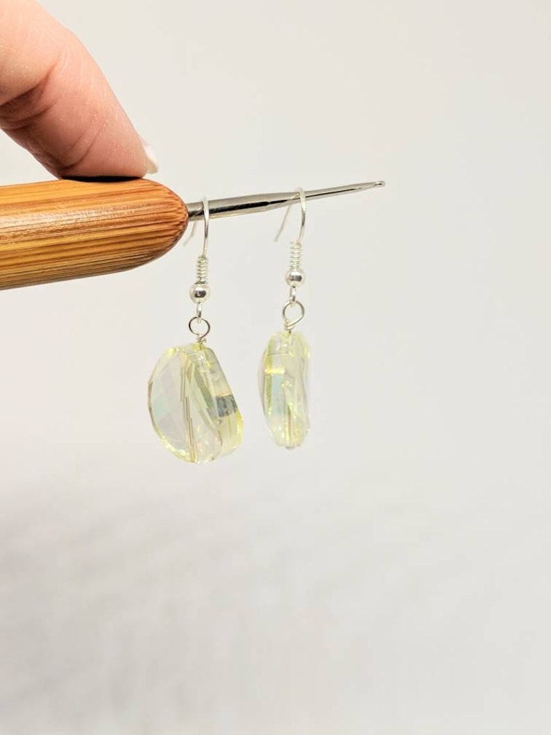Crystal Earrings Silver Earrings Round Crystals Yellow Earrings Champagne Crystal Earrings Crystal Earrings Drop Earrings