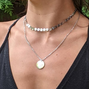 Layered Necklace in Stainless Steel and Silver, Double Layer Necklace, Gold Filled, Rose Gold, Choker