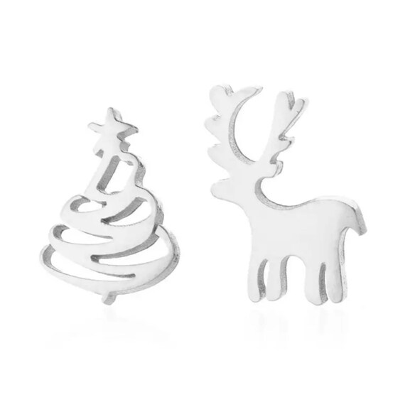 Christmas Earrings Reindeer Earrings Stud Earrings Etsy
