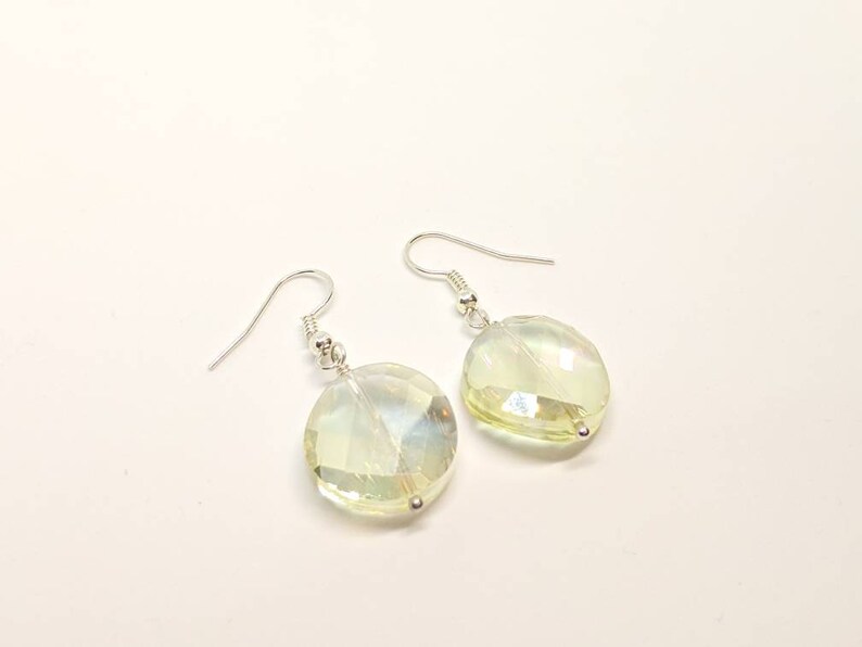 Crystal Earrings Silver Earrings Round Crystals Yellow Earrings Champagne Crystal Earrings Crystal Earrings Drop Earrings