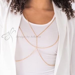 Body Chain, Stainless Steel, Metal Bralette, Layered Harness, Body Jewelry, Layered Chain