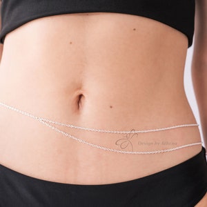 Layered Belly Chain, Sterling Silver, Gold Filled, Body Chain, Summer Belly Chain, No Tarnish Belly Chain