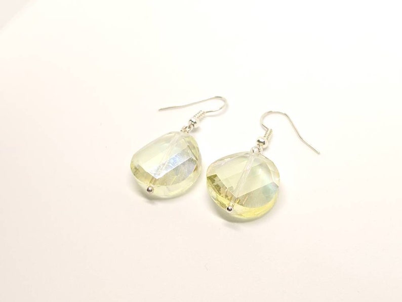 Crystal Earrings Silver Earrings Round Crystals Yellow Earrings Champagne Crystal Earrings Crystal Earrings Drop Earrings