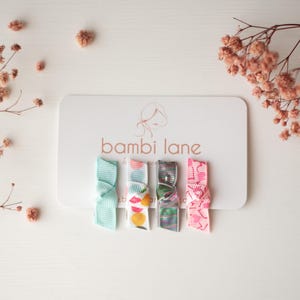 Baby-Haarspangen: Eisdielen-Set, Grosgrain-Knoten, rutschfeste Snap-Clips