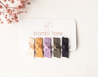 Baby Hair Bows Set: Tiny Grosgrain Knot Clips for Fine Hair