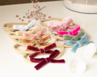 Velvet Bow Baby Headband, French Velvet Bow Headband, Baby Headband, nylon Headbands