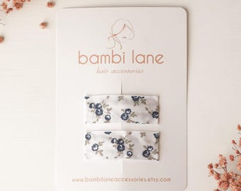 Ribbon Hair Snap Clips: Grosgrain Berry Design - Set of 2