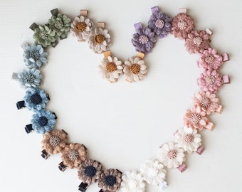 Felt Flower Hair Clips: Baby Toddler Pigtail Set