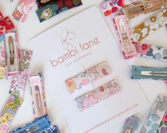 Liberty Fabric Hair Clips Set of 2 | Snap Hair Clips | Handmade Girls Hair Accessories | Wool Felt Lined Clips | Liberty London Hair Bows