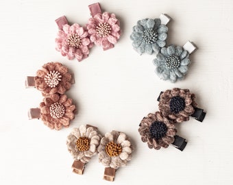 Felt Flower Hair Clips: Baby Toddler Pigtail Set
