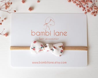 Floral Gauze Baby Bow Headband: Newborn Photo Prop