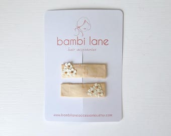 Yellow flower hair snap clips, set of 2 snap clips, toddler hair clips, baby hair bows,