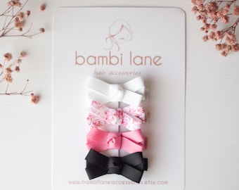Haarspeldjes baby, bloemen haarelastiekjes, kleine haarelastiekjes, babystrikje, roze haarspeldjes, zwarte haarstrik, haarspeldjes baby