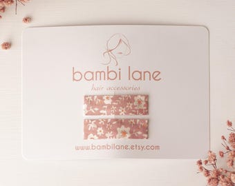 Dusty pink Floral Snap Hair Clips – Set of 2 | Girls Hair Clips | Handmade Fabric Hair Accessories | Toddler & Kids Hair Clip Pair