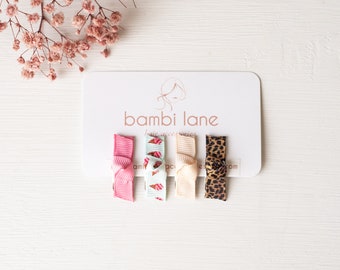 Baby Hair Clips: Icecream Print Ribbon Snap Clips, Set of 4