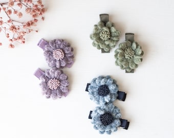 Felt Flower Hair Clips: Baby Toddler Pigtail Set