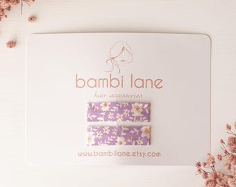 Lilac Floral Snap Hair Clips – Set of 2 | Girls Hair Clips | Handmade Fabric Hair Accessories | Toddler & Kids Hair Clip Pair