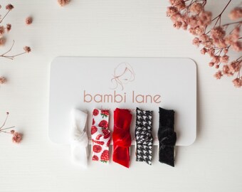 Baby Hair Clip Set: Velvet & Houndstooth Tiny Bows, Non-Slip
