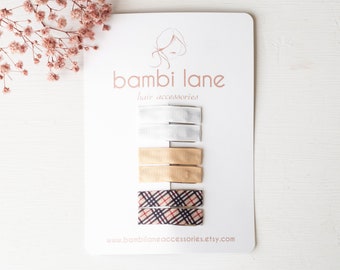 Baby Hair Clips: 4cm Plaid Snap Clips, Set of 6