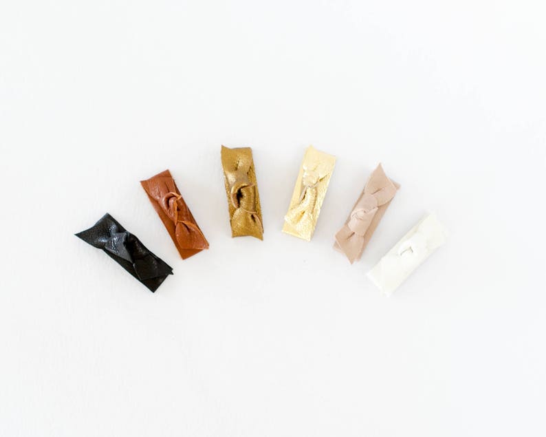 leather hair clips, Baby Hair Clips, Leather bows, leather hair bows tiny baby bows, YOU CHOOSE ONE, baby hair bows leather image 3