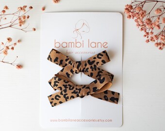 Animal Print Pigtail Hair Bows: Toddler Bow Set