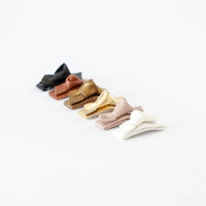 leather hair clips, Baby Hair Clips, Leather bows, leather hair bows tiny baby bows, YOU CHOOSE ONE, baby hair bows leather image 4