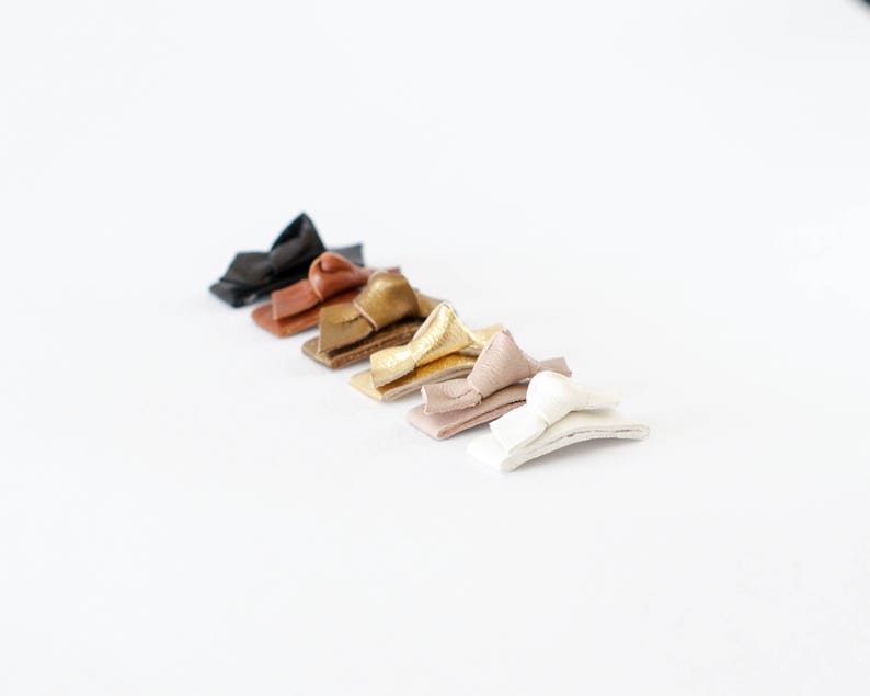 leather hair clips, Baby Hair Clips, Leather bows, leather hair bows tiny baby bows, YOU CHOOSE ONE, baby hair bows leather image 4