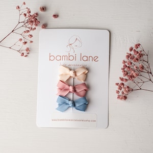 Kleinkind Haarschleifen, SWEET BRÛLÈE Haarclip Set, Baby Haarschleifen, kleine Haarspange, Babyschleifen, Set von 3 Snap Clips, Clips für feines Haar