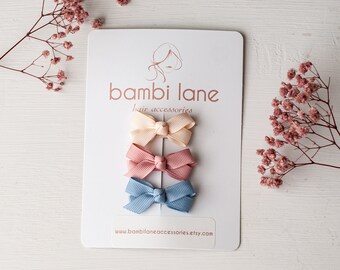Toddler hair bows, SWEET BRÛLÈE hair clip set, baby hair clips, tiny hair clip, baby bows, set of 3 snap clips, clips for fine hair