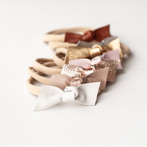 Handmade Leather Bow Baby Headband: Soft Nappa Knotted Hair Bow