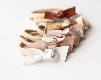 Handmade Leather Bow Baby Headband: Soft Nappa Knotted Hair Bow