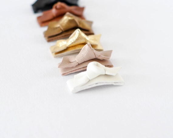 leather hair clips, Baby Hair Clips, Leather bows, leather hair bows tiny baby bows, YOU CHOOSE ONE, baby hair bows leather