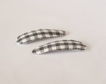 Plaid print hair snap clips, set of 2 fabric snap clips, toddler hair clips, baby hair bows, baby hair clips