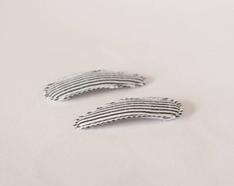 Stripe print hair snap clips, set of 2 fabric snap clips, toddler hair clips, baby hair bows, baby hair clips
