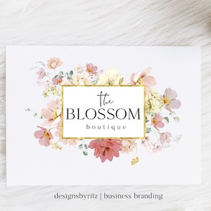 Boho Logo Design, Watercolor Floral Logo, Botanical Logo, Photography Logo, Boutique Logo, Premade Logo Design, Business Logo, Website logo
