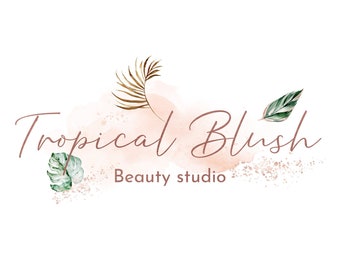 Tropical Watercolor Logo Design, Boutique Branding and Watermark