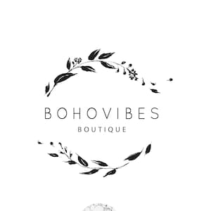 Photography Logo, Premade Logo Design, Modern Bohemian Logo, Botanical Logo, Boutique Logo, Black and White Logo, Floral Logo, Feminine Logo