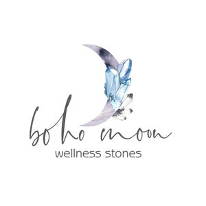Crystal Moon Premade Logo: Boho Wellness Design