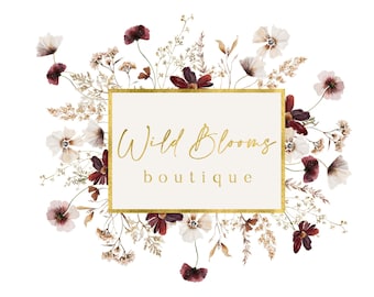 Wildflower Logo Design: Premade Floral Boutique Branding