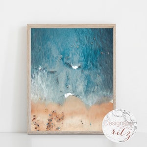 Beach Print, Aerial Beach Print, Printable Wall Art, Coastal Wall Art, Beach Digital Print, Blue Wall Art, Beach Photography