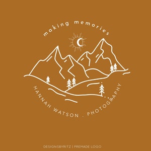Premade Logo Design, Boho Logo Design, Photography Logo, Watermark Logo, Sun Moon Logo, Business Logo, Boutique Logo, Nature Mountain Logo