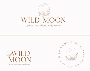Moon Logo Design, Premade Business Branding, Hand Drawn Logo