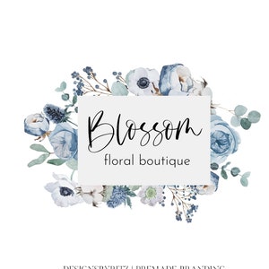 Boho floral logo design, premade logo design, photography logo and watermark, business boutique design, natural logo, full branding kit